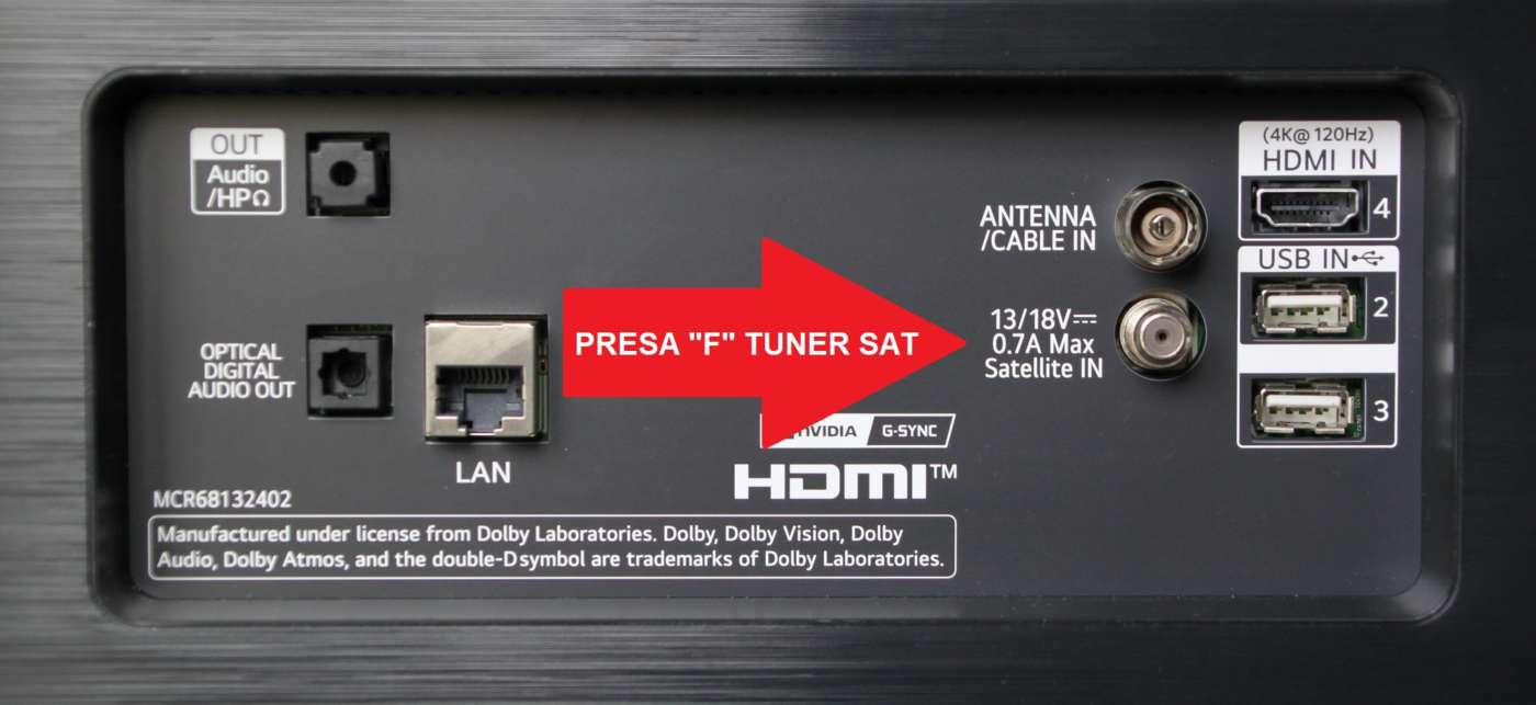 Presa F tuner DVB-S/S2 su Tv