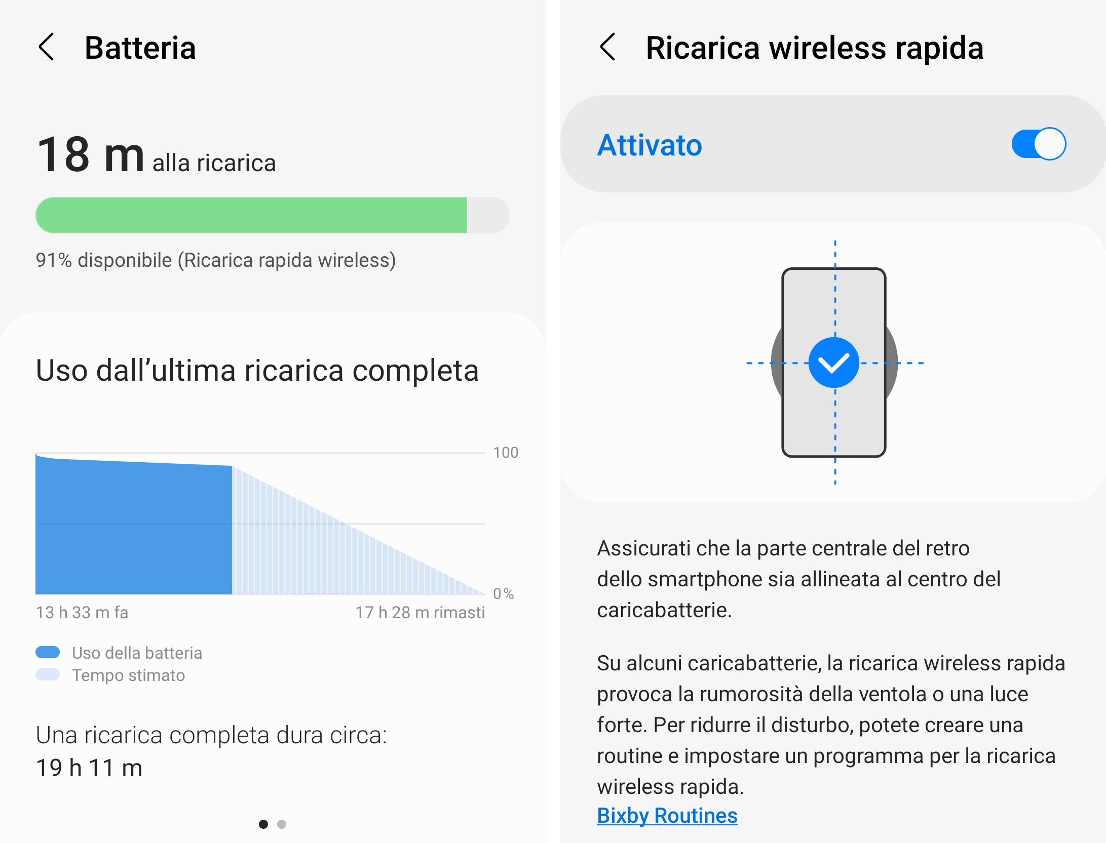 Screenshot smartphone ricarica wireless
