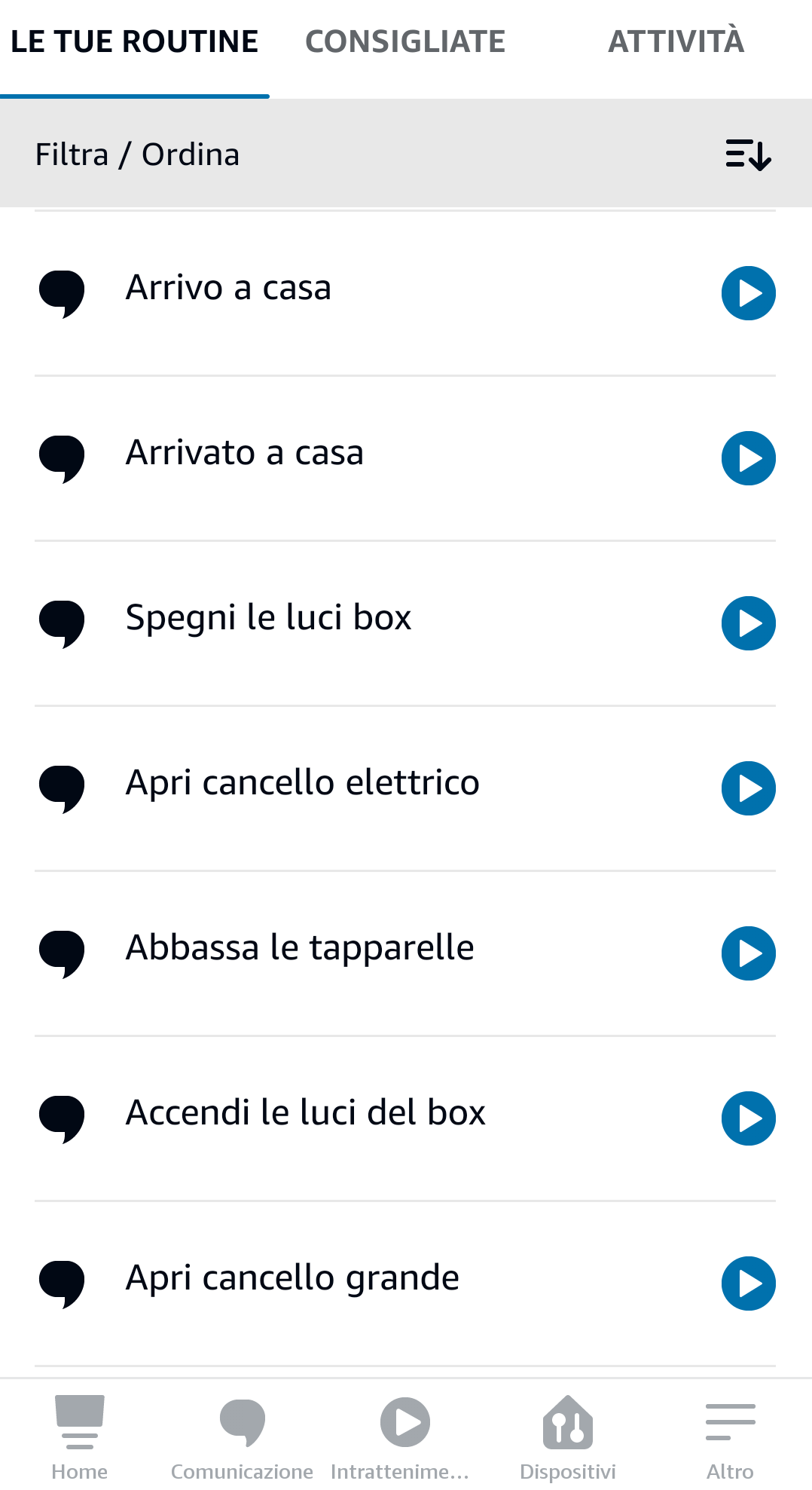 App Alexa elenco routine