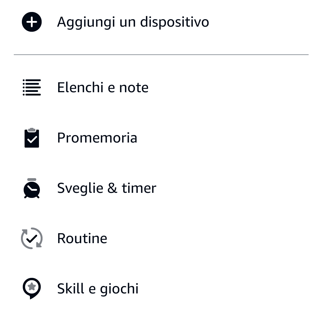 Sezione “routine” nella app Alexa