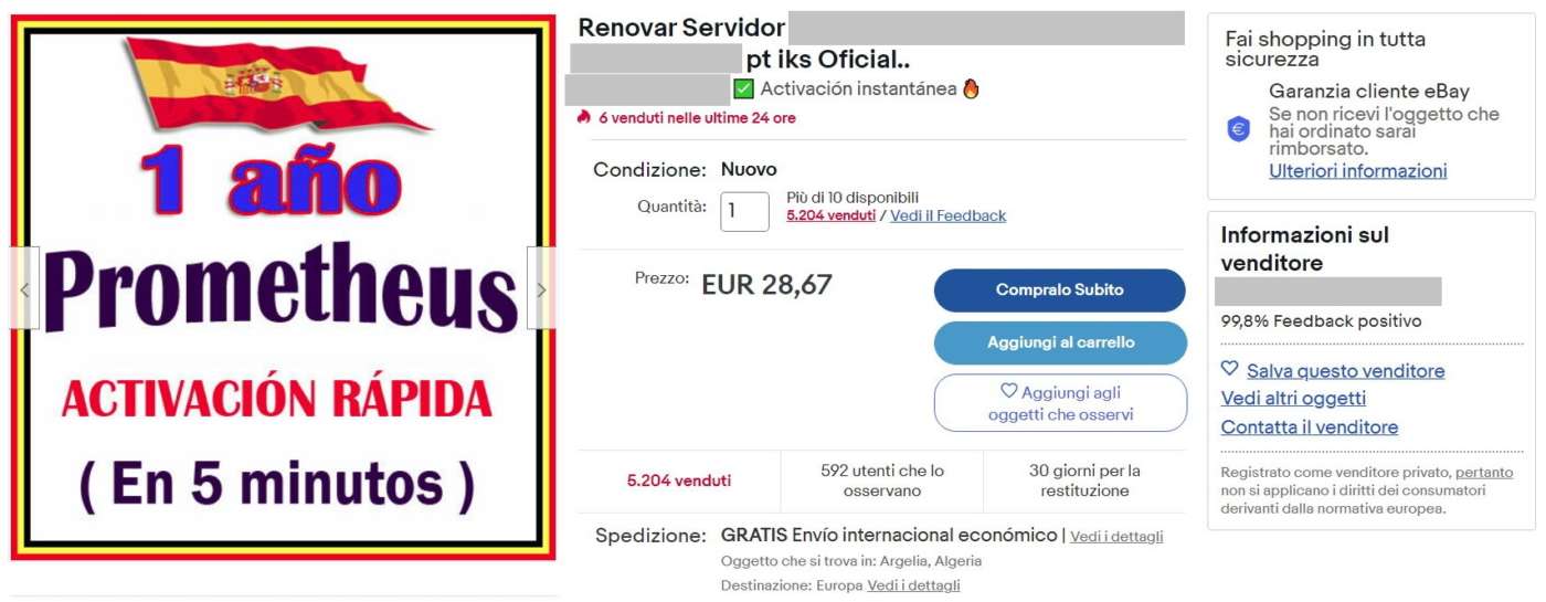 Abbonamento annuale a un server IKS in vendita su ebay